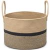 Virklyee Cesto Portabiancheria in Corda Intrecciata 32L Cestino in Corda di Cotone Φ40 x H25 CM Cesto per Coperte in Soggiorno con 2 Maniglia, per Abbigliamento e Cuscini(3 Couleurs Marron)