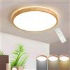WayLuoung Houten LED-Plafondlamp | Ø50cm 3000-6000K 36W | Ronde Top 360° Glow Natuurlijke Houten Lamp, Slaapkamer Woonkamer Kinderkamer Keuken Eetkamer Thuiskantoor (Dimbaar Met Afstandsbediening)