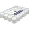 Horeca Candles - Candele Tealight Bianche - Durata 24 Ore - Set da 24 Candeline Non profumate - Bicchiere di Plastica Trasparente - Lumini per Matrimonio, Decorazione, Gastronomia