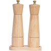 DeroTeno Set Macina Sale e Pepe con Vassoio per Macinino, Macina Sale Regorabile in Ceramica, Macina Pepe in Acciaio Inossidabile, in Legno dell'Albero della Gomma, Altezza 22 cm