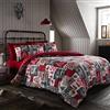 Happy Linen Company Set copripiumino - double face con fantasia patchwork natalizio - rosso - una piazza e mezza