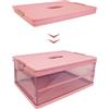 S.I.C Scatola Portaoggetti Trasparente Pieghevole,Scatole Immagazzinaggio Plastica,Organizer per Bagagliaio Auto,Armadi,Casa,Dispense,Ufficio (50x36x26 cm, Rosa)