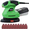 Bakaji Levigatrice Mouse Orbitale di Precisione Potenza 200W 12000 rpm Aspiratore Integrato e Vaschetta di Raccolta Polvere Base Nastro Girevole 360 gradi con 10 Fogli Abrasivi Inclusi