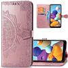 IMEIKONST Compatibile con iPhone 14 Plus Custodia, Goffratura a Libro in Pelle Portafoglio Protettiva Magnetica Slot per Schede Supporto Stand Cover per iPhone 14 Plus. Mandala Oro rosa SD