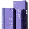 IMEIKONST Samsung S6 Edge Custodia Bookstyle Specchio Design Clear View Makeup Stand Full Body Protettiva Bumper Flip Folio Copertura per Samsung Galaxy S6 Edge Flip Mirror: Purple QH