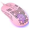 KUIYN Mouse da Gaming Ultraleggero con Filo, Design Ergonomico a Conchiglia a Nido d'ape Leggero, 4 Retroilluminato RGB Chroma, 4 DPI Regolabili Fino a 2400, Mouse Ottici USB, per PC/Mac/Laptop, Rosa