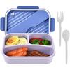 VCRANONR Porta Pranzo 1250ML Bento Box con 3 Scomparti e Posate Lunch Box Ermetico Contenitore Pranzo Ufficio Lunch Box Prova di Perdite Riutilizzabile per Picnic Uffici Scuola per Adulto Bambini, Blu