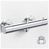 Hermodly Rubinetto per doccia con termostato, 2 prese, miscelatore, superiore a 3/4 BSP+ inferiore 1/2BSP, pulsante di sicurezza a 38 °C, in ottone