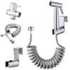 Elinkume Kit Doccetta per Bidet con G1/2 Valvola Doppia Uscita,Set Spruzzatore a Mano WC in Acciaio Inox,Soffione Doccia per Igiene Personale e Pulizia Toilette con Tubo da 1,5M e Supporto
