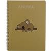 colorosa Quaderno a spirale con animali - 70 fogli staccabili, carta riciclata, Fori e tratteggio per strappo - Animal Friends Green (A4 - Righe 1R, Koala Oliva)