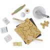 Mamabrum Biscotti in Legno per Bambini, Kit Panettiere per Gioco di Ruolo, Set Cucina con Accessori, Biscotti Pan di Zenzero, Giocattolo Educativo dai 3 Anni