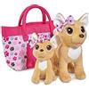 Smoby Simba 105893213 ChiChi Love Happy Family, cane di peluche Chihuahua in due diverse misure, 20/14 cm, con borsa alla moda, a partire dai 3 anni in su