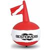 Bandiera Subacquea Best Divers - Bianca E Rossa, Asta In PVC Elastico, 80 Cm, Per Visibilit&agrave; In Acqua