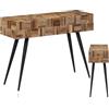 Generic Consolle Ingresso, Tavolo Consolle in Legno Massiccio Riciclato Teak, 110x34x80 cm, Nero e Grigio, Tavolino Ingresso, Tavolo Salotto, Mobile Ingresso per Soggiorno, Corridoio, Camera da Letto, 358520