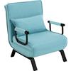 WOLTU Poltrona Relax Reclinabile Convertibile, Divano Letto Trasformabile 3 in 1, con Schienale Regolabile in 5 Posizioni, Cuscino Rimovibile, Seduta Imbottita, Braccioli, Blu