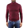 Ciabalù Maglione Uomo Collo Alto Dolcevita Maglioncino Manica Lunga Lupetto Slim Fit (Bordeaux, XL)