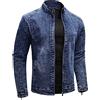 Generic Giacche di jeans da uomo con cerniera completa foderato in pile denim giacca da camionista vintage casual slim fit autunno inverno spesso caldo cappotto jeans, B # blu, 4XL