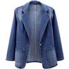 AIGOUT Giacche di jeans da donna UK formale elasticizzato vintage lavaggio cappotto manica lunga giacca con un bottone con tasche giacca di jeans fidanzato casual autunno jeans blazer capispalla, Blu, 4XL