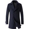 DOINLINE Cappotto invernale da uomo in misto lana cappotto trench casual doppio petto lungo pisello top coat, Navy, XXX-Large