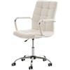 Mendler - Sedia Poltrona Da Ufficio Cp294 Ecopelle Design Moderno 59x54x92-101cm Bianco - SPEDIZIONE GRATUITA