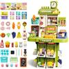 deAO Supermercato giocattolo per Bambini, 48pcs Accessori Per Negozi, Registratore Di Cassa, Snack, Bevande, Scanner con funzione sonora e luminosa,Negozio giocattoli Per Bambini Da 3+ Anni | Verde