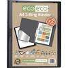 eco-eco Eco086 - Raccoglitore a 2 anelli, formato A4, 95% riciclato, dorso 22 mm, colore: nero