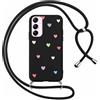 Foonary Cover con Cordino per Samsung Galaxy A55 5G 6,5, Custodia con Laccio Collana Tracolla Aesthetic Disegni Morbido Antiurto TPU Necklace Regolabile Protettiva Corda Case per Samsung A55 5G, Cuore