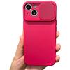 Keyihan Cover per iPhone 15 Pro Max 6,7 Protezione Fotocamera con finestrino Scorrevole,Custodia in Silicone TPU Morbida Antiurto AntiGraffio,Protettiva Case Microfiber Lining,Rosso Vino/Burgundy