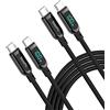 SOOPII Cavo USB Tipo C,100W Ricarica Rapida Nylon Intrecciato Cavo USB Tipo C con display a LED per lPhone 15/15 Pro/15 Plus,lPad Air, MacBook Pro,Galaxy S23/S22 (Nero, 2m 2Pezzi)
