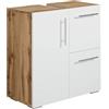 Badplaats B.V. Mobile lavabo Mars - Chene con bianco, 60 x 30 x 60 cm, mobile da bagno, colonna, armadio