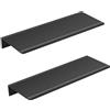 Wisfame Mensole da Muro Metallo, Mensola da Parete Set da 2, Scaffale a Muro Nero Mensola Bagno Senza Foratura Ripiani Galleggiante per Salotto, Cucina, Camera da Letto, Ufficio (40 x 12CM)