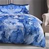 Sleepdown Set di biancheria da letto reversibile con copripiumino e federe, in marmo metallizzato, colore blu brillante e argento (230 x 220 cm)