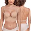 Lemorosy Reggiseno Donna Profondo V Push up Spallacci Multiposizione Schiena Nuda con Ferretto Imbottito (Nero,2C)