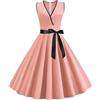 Generic Abito da Festa Vintage Solido Anni '50 e '60 Elegante Abito Estivo Casual Rockabilly con Cintura Abiti Corti da Ballo Robe Femme-1-L
