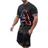 Mobanna Uomo Completino Estivo Tuta Abbigliamento Camicia E Pantaloni Corti Completo Leggero T-Shirt Pantaloncini Set Moda Casual Maglietta Completi Sportivi da Palestra Peril Tempo Libero Confortevole