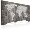 B&D XXL - Lavagna Di Sughero per Puntine - Mappa Mondo 120x80 cm 1 Pezzo - Bacheca Sughero da Parete & Quadro su tela in un Uno - Grande Decorativo per Parete per le Note - Terra k-C-0050-p-c