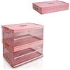 S.I.C Scatola Portaoggetti Trasparente Pieghevole,Scatole Immagazzinaggio Plastica,Organizer per Bagagliaio Auto,Armadi,Casa,Dispense,Ufficio (2*(50x36x26 cm), Rosa)