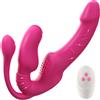 SuperLove Triple Delight Strapless Triple Motor Vibrating Strap-On with Remote Pink
