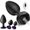 SuperLove Vibrating Rose & Jewels Anal Plug Set Black 4 pack