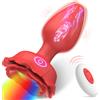 SuperLove Horny Rose Light-Up Vibrating Butt Plug with Remote Red
