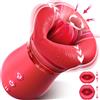 SuperLove 4in1 Big Mouth Sucking & Licking Rose Vibrator Red
