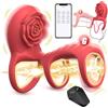 SuperLove Rose Triple Vibrating Cock Ring with Clitoral & G-Spot Stimulation & Remote Red