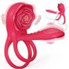 SuperLove Vibrating Cock Ring Sleeve with Rose Clitoral Stimulator Red