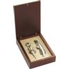 Vinuva Store Set regalo Sommelier Cavatappi Levatappi in metallo e Tappo di servizio in metallo cromato in elegante cofanetto di legno