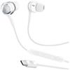 Music Sound - Auricolari In-Ear - Auricolari con Filo e Microfono - Compatibilità USB-C - Dettagli metallici - Colore Bianco