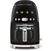 Smeg, Macchina da Caffè Filtro DCF02BLEU, Funzione Aroma e Autostart, Caraffa in Vetro Fino a 12 Tazze, 2 Livelli di Intensità, Modalità Keep Warm, 1050W, Nero