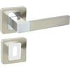 domino Maniglia per porta BB-Buntbart Set rosetta quadrata Maniglia per porta della stanza, porta dell'ufficio, della cantina e della porta interna, in alluminio cromato/nichel ERIS QR M6/M9