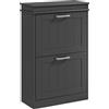 HOMCOM Scarpiera Salvaspazio con 2 Cassetti Ribaltabili per 10 Paia di Scarpe, Mobile Porta Scarpe con Ripiano Regolabile, 54x24x82.5 cm, Nero