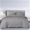 Sleepdown Set copripiumino con federe, in 100% cotone satinato a righe, di alta qualità, morbido, facile da pulire, lussuoso, grigio, per letto matrimoniale (200 x 200 cm)
