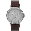 Timex Orologio da uomo Waterbury da 40 mm, cinturino a sgancio rapido in due pezzi in pelle marrone, quadrante argentato, cassa argentata TW2W20300